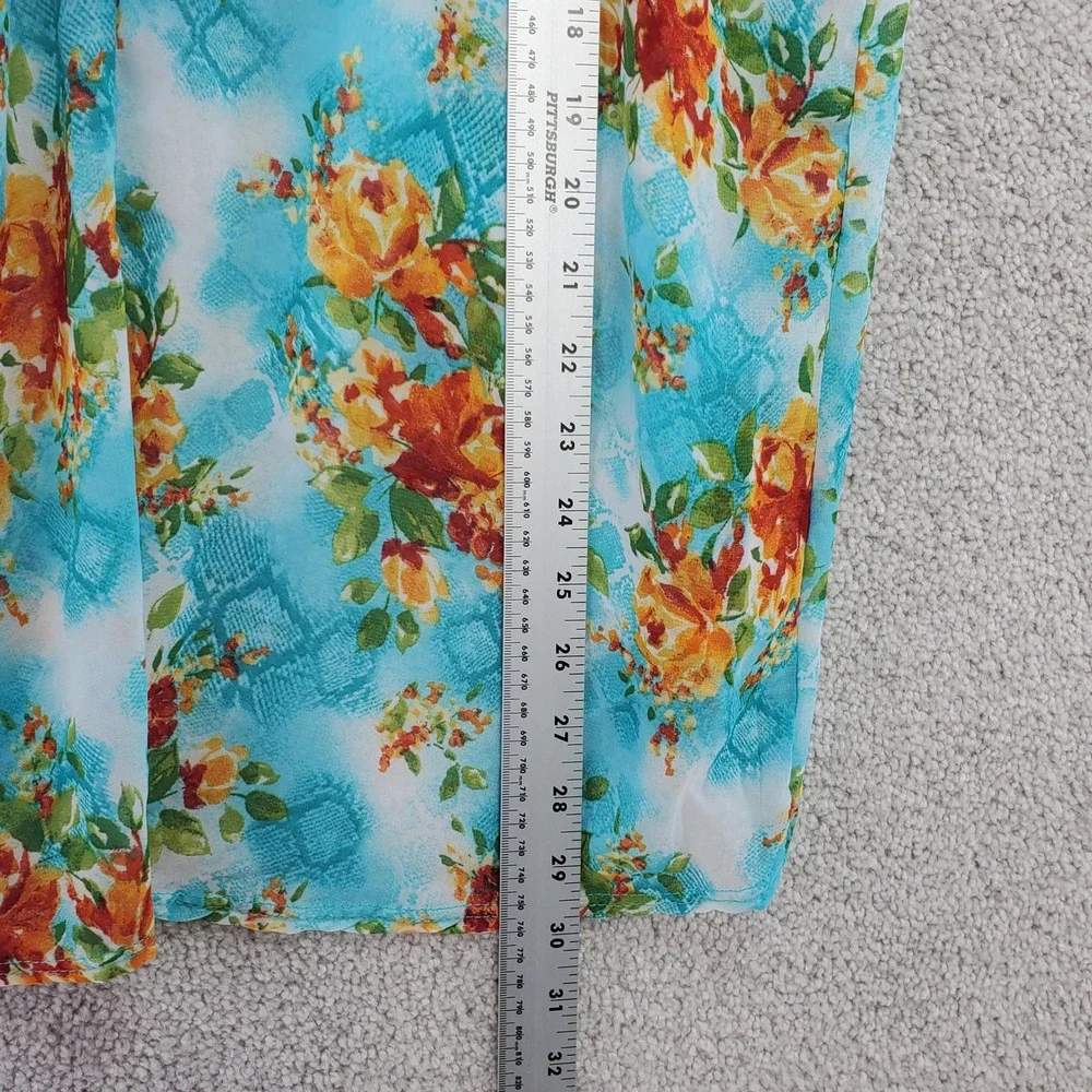 LuLaRoe Kimono Turquoise Floral Print Bohemian Lightweight‎ Cover Up Size 3 - Picture 7 of 9